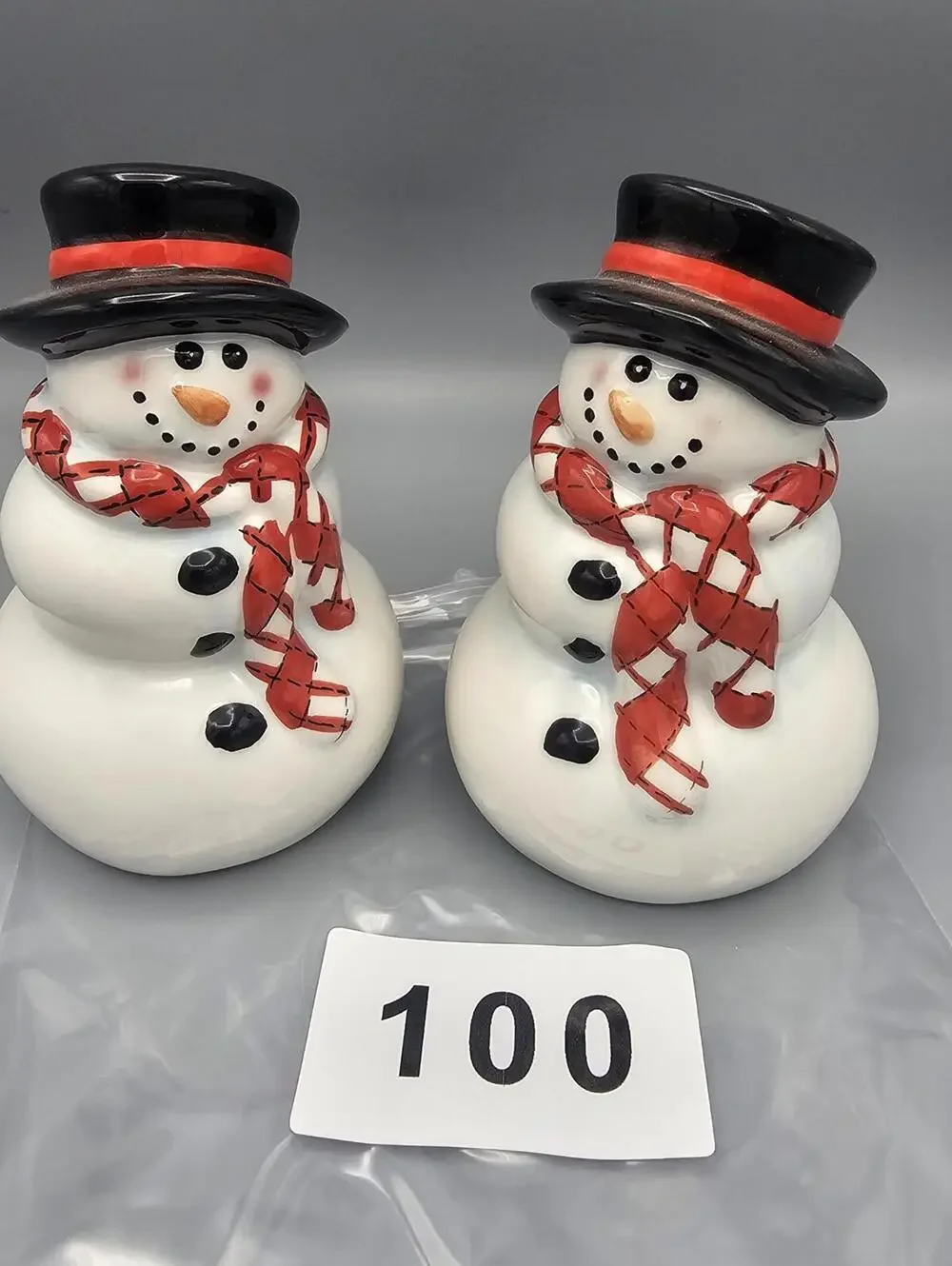 Pair of Ceramic Snowman Salt and Pepper Shakers